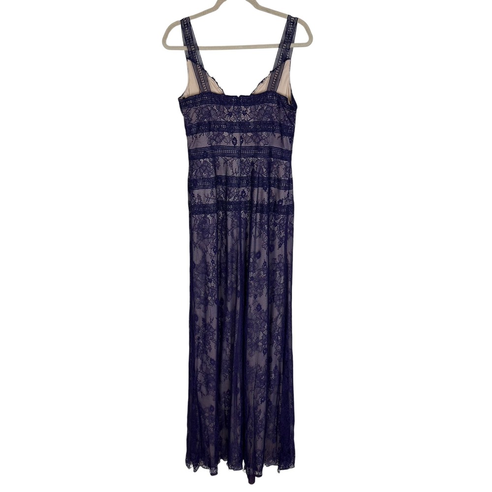 Tadashi Shoji Dutton Grape Purple Floral Lace V-Neck Gown Size 8‎ NWT Maxi Dress - Picture 7 of 13